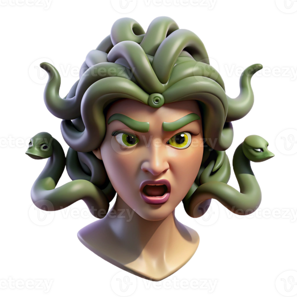 impressive artistic A Fierce Medusa with Writhing Snakes for premium png