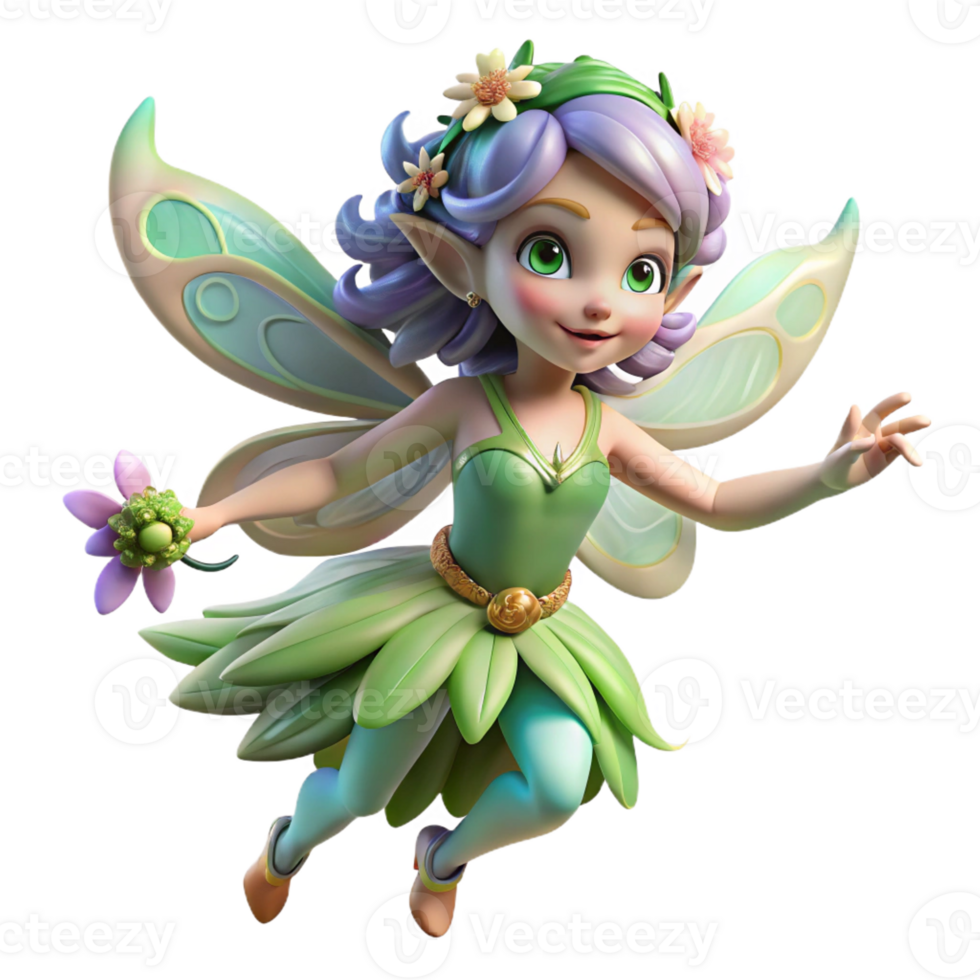 serene minimalist A Playful Nymph with Flower Adorned Hair professional png
