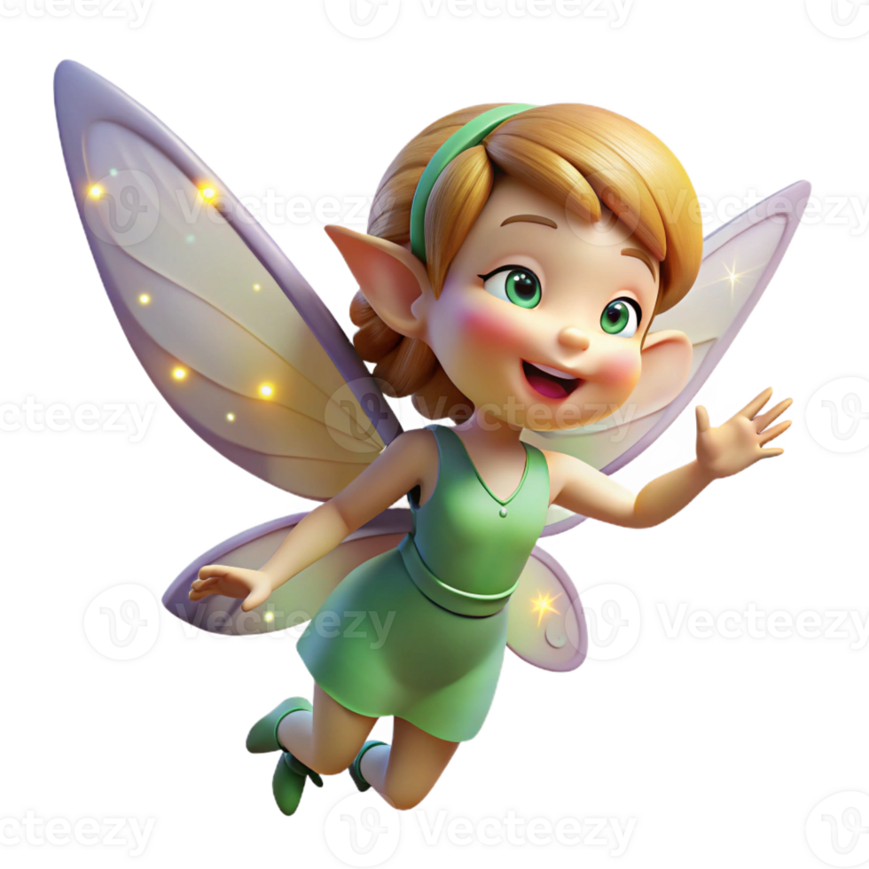 serene artistic A Playful Pixie with Iridescent Wings and original png