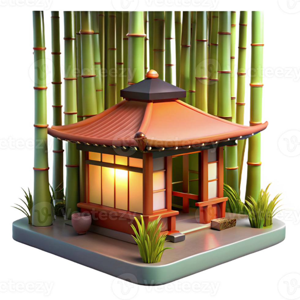 extraordinary contemporary Japanese Tea House Nestled in a Bamboo professional png
