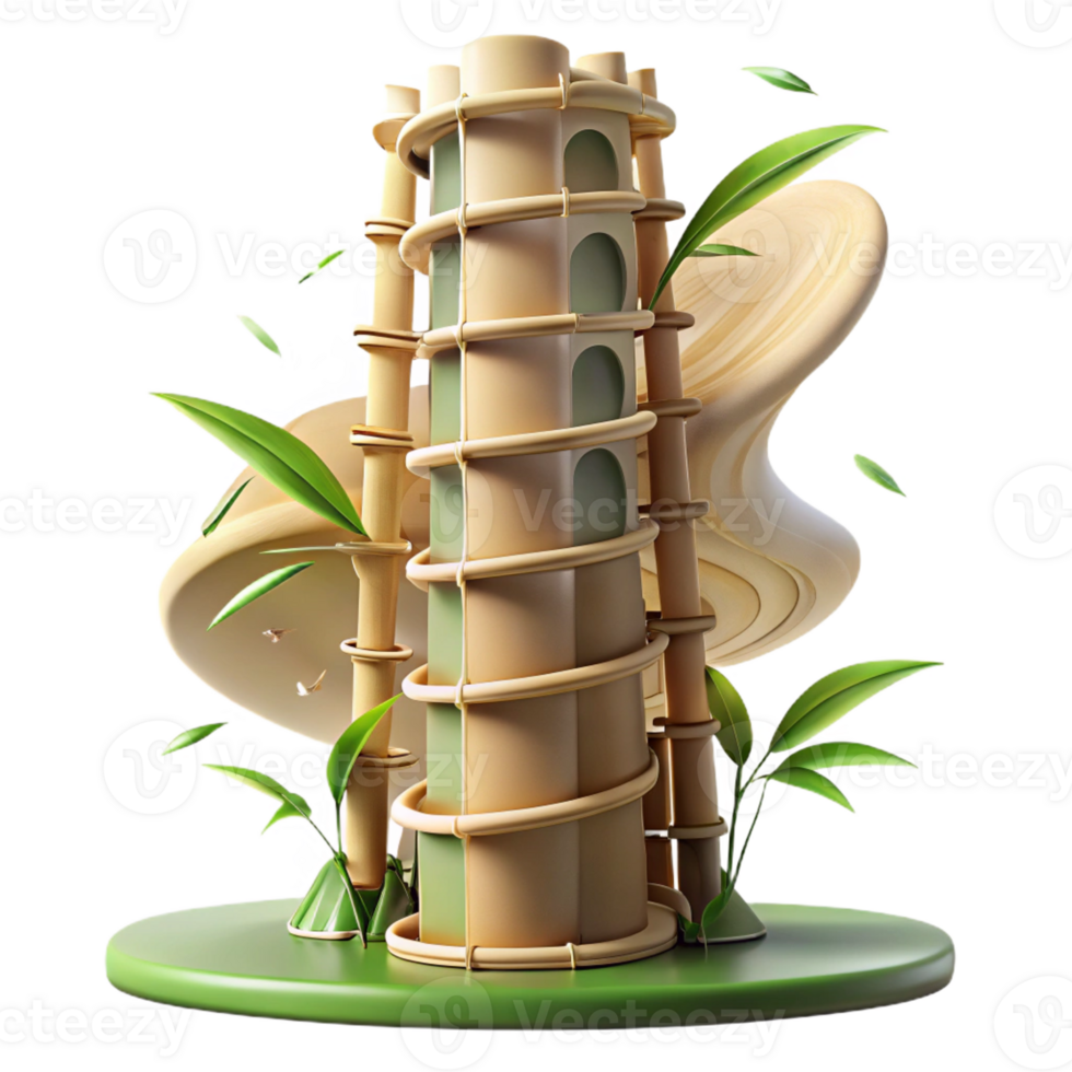 dramatic modern Bamboo Skyscraper Swaying in the Wind 4K png
