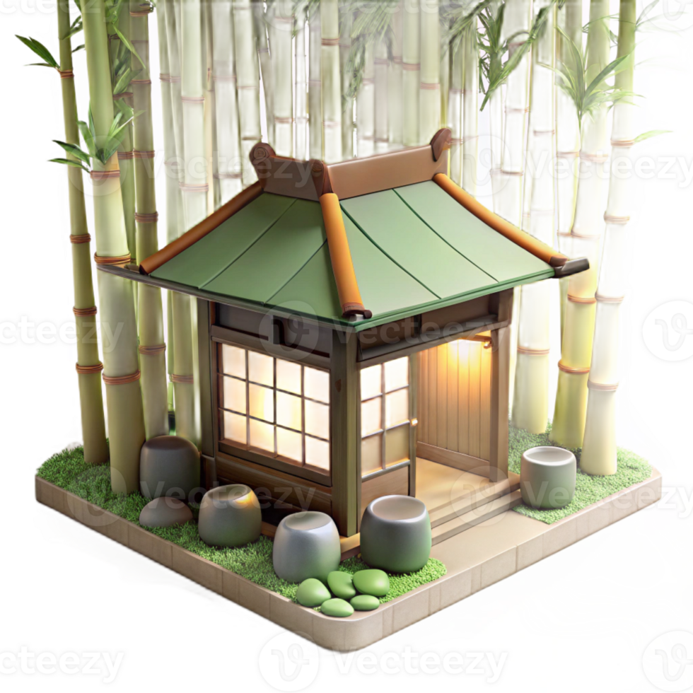magnificent modern Japanese Tea House Nestled in a Bamboo original png