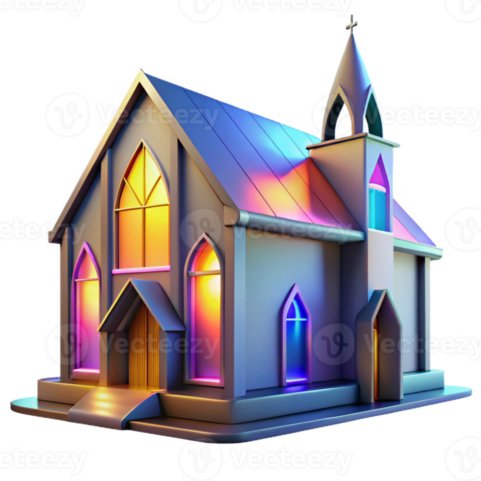 beautiful creative Modernist Church with Stained Glass professional png