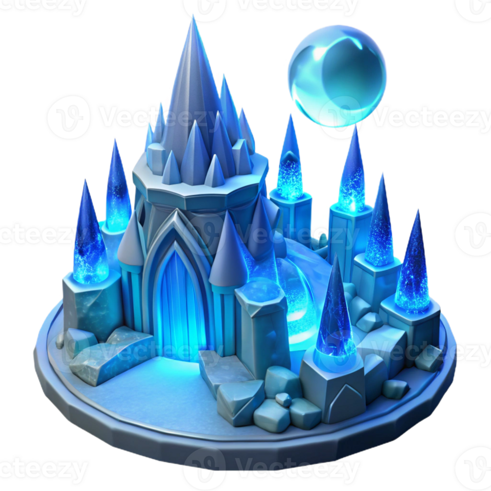 dramatic vintage Ice Castle Shimmering in the Moonlight professional png