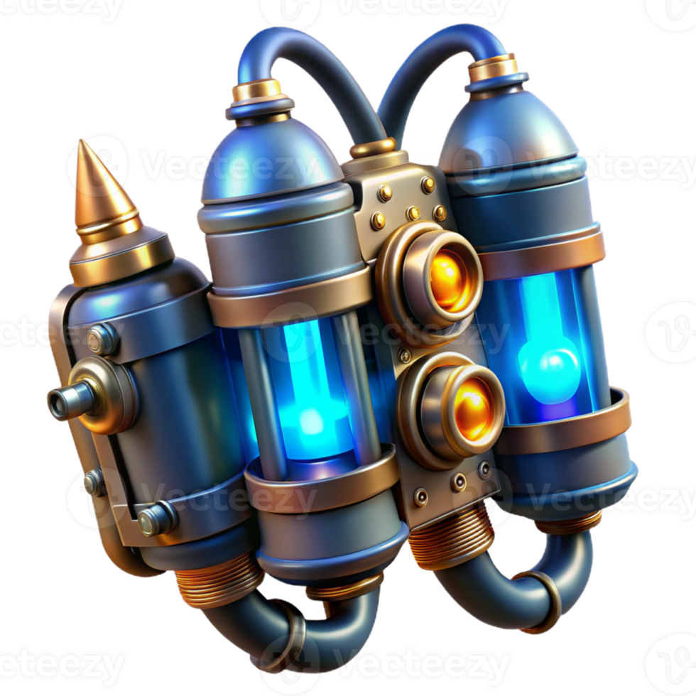 vibrant minimalist A Steampunk Jetpack with Intricate Brass genuine png
