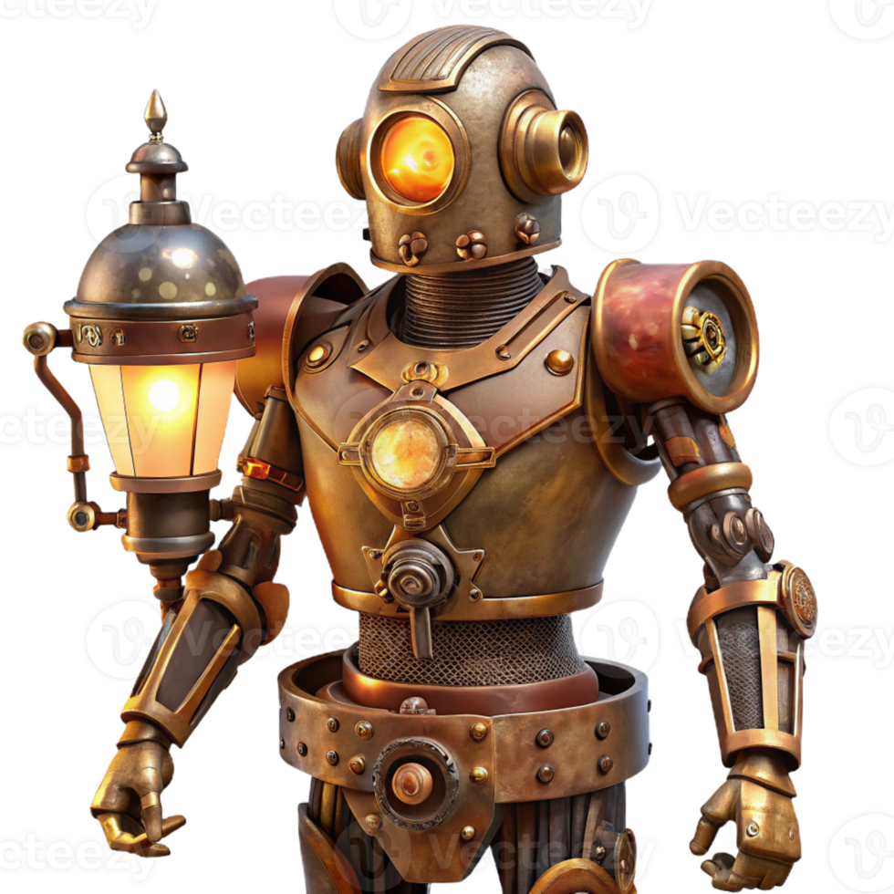 serene traditional A Steampunk Automaton a Human Like Robot genuine png