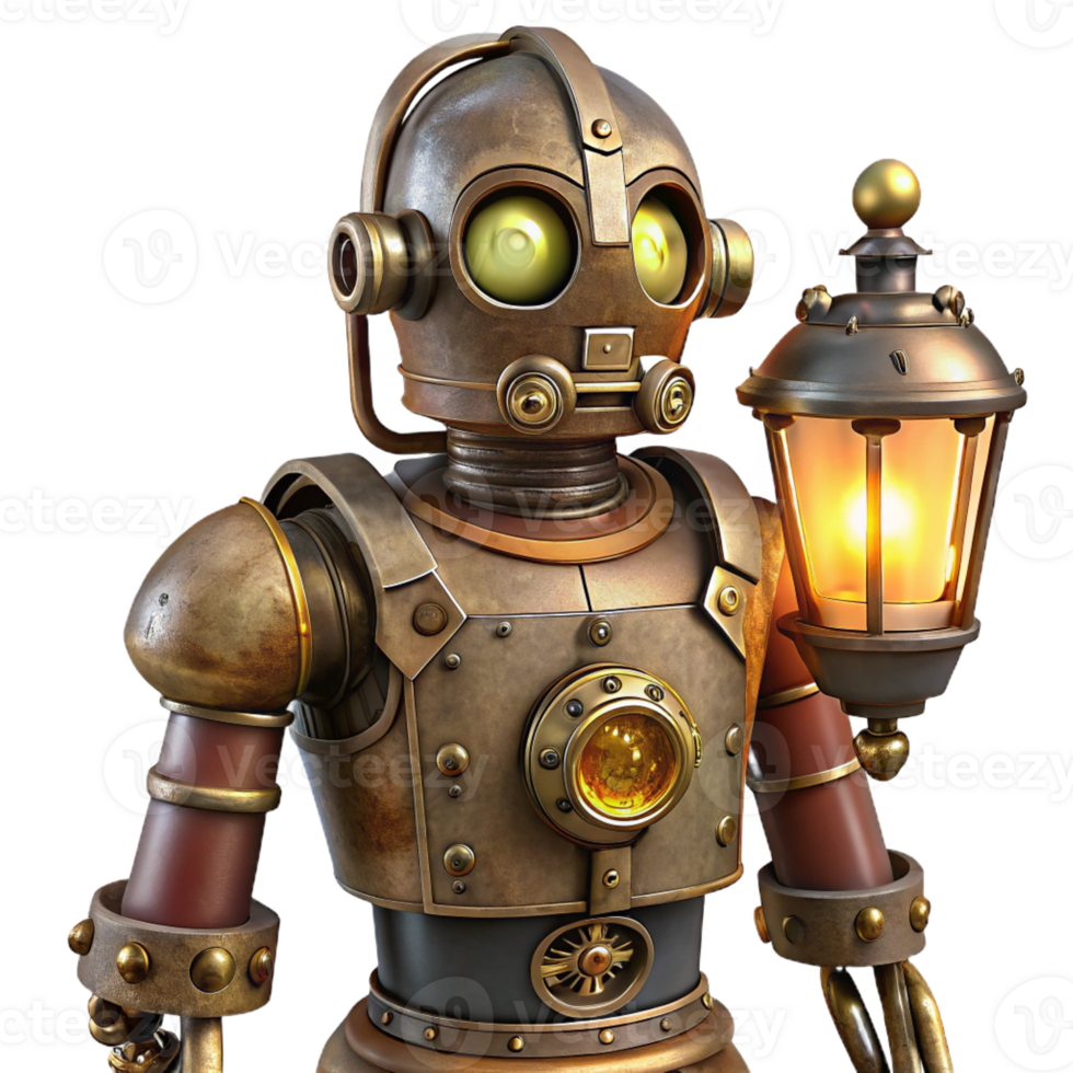 elegant minimalist A Steampunk Automaton a Human Like Robot genuine png