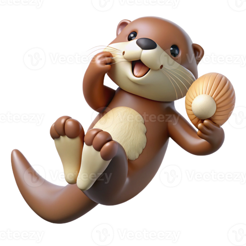 serene minimalist A Playful Sea Otter Floating on Its Back high resolution png