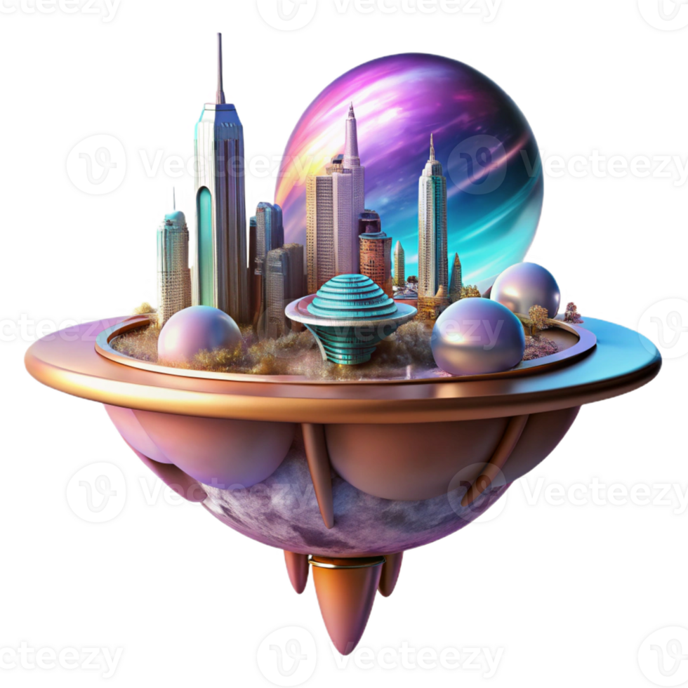 extraordinary classic A Futuristic Floating Platform City Above premium png