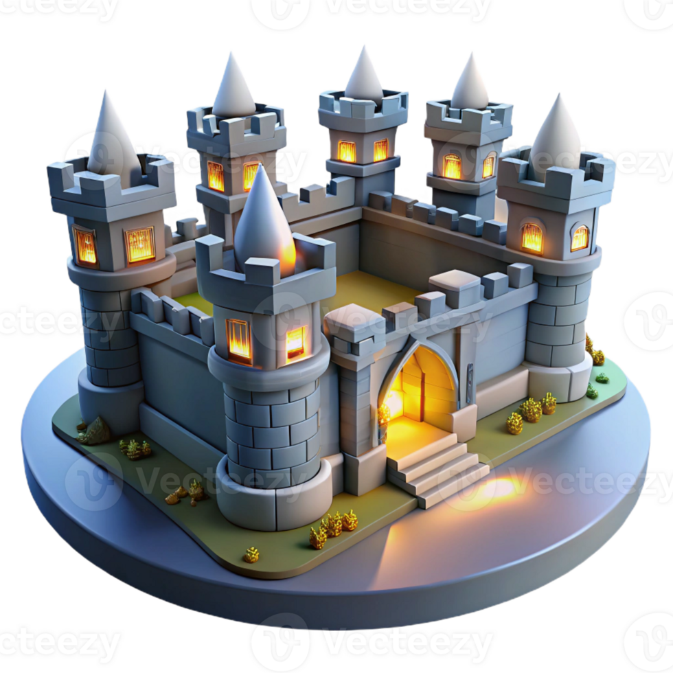 impressive creative A Medieval Fortress with Towering Walls authentic png