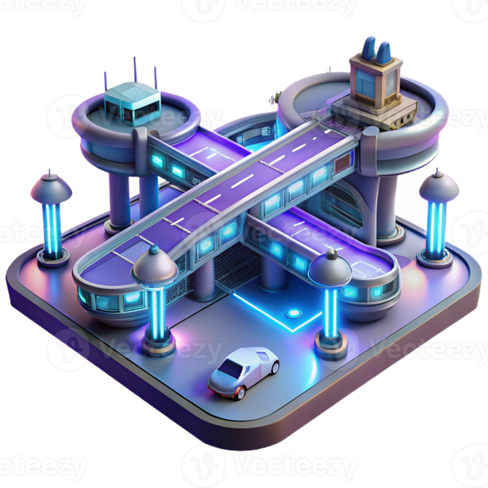vibrant artistic A Futuristic Transportation Hub with 4K png