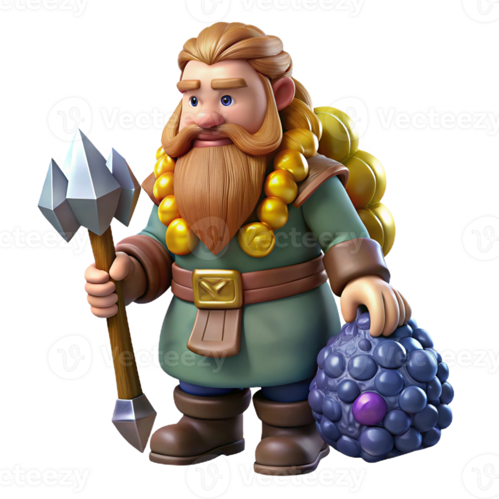 serene vintage A Stoic Dwarf with a Long Braided Beard detailed png