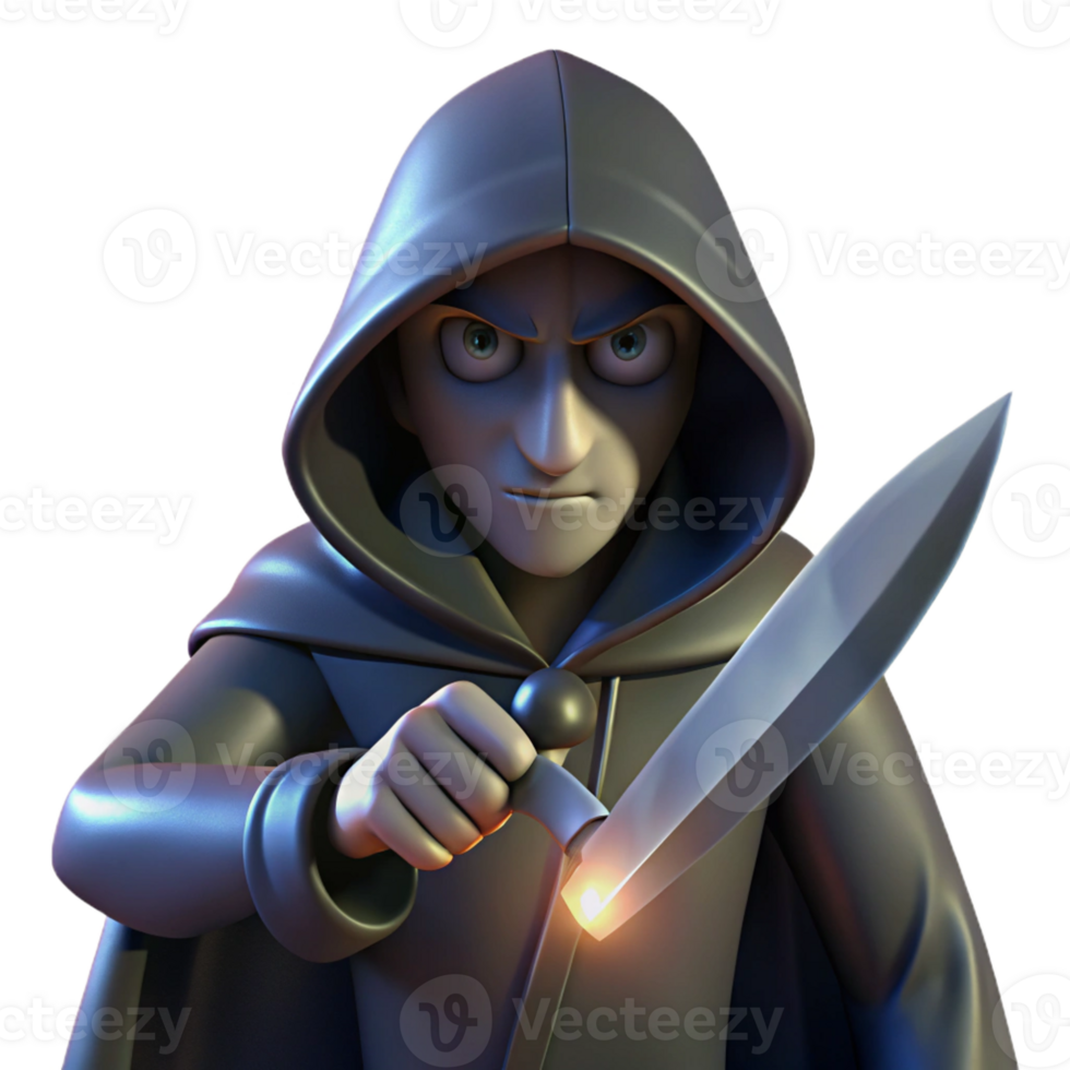 vibrant vintage A Cunning Rogue with a Hooded Cloak and a original png