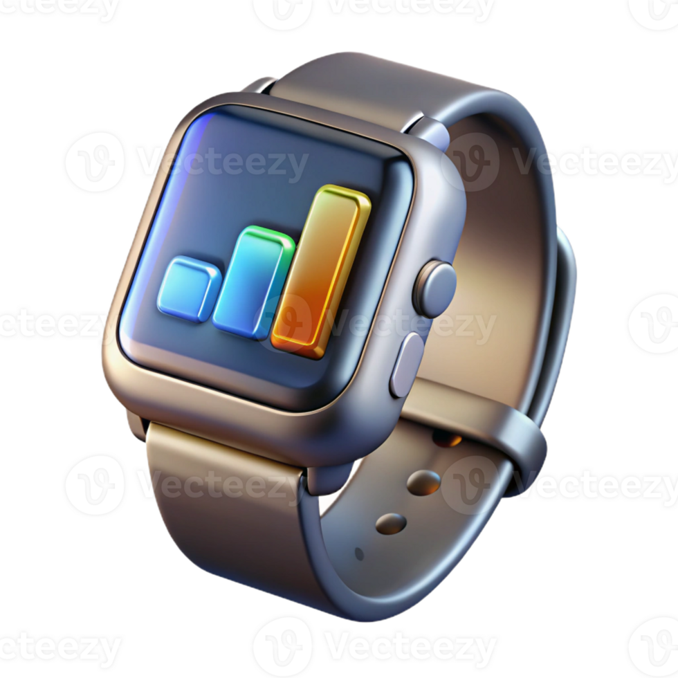 impressive creative A Sleek Silver Smartwatch Displaying a detailed png