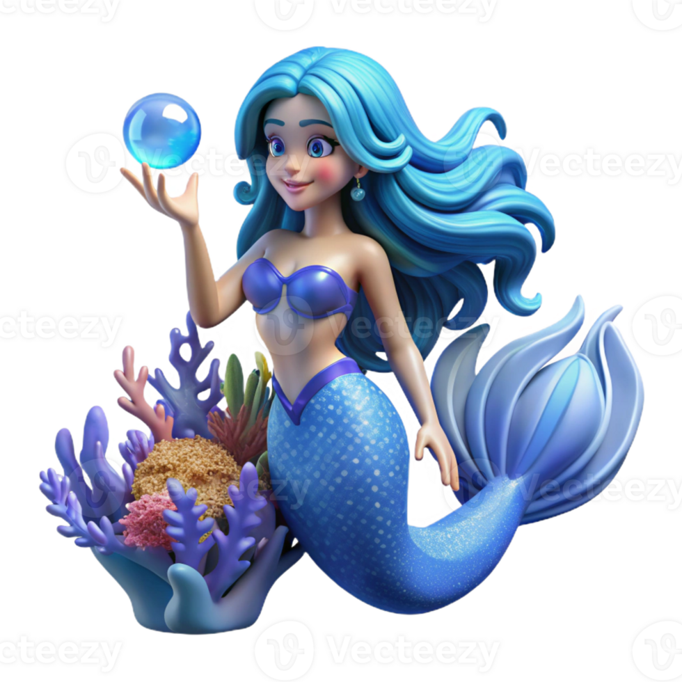 beautiful classic A Mermaid with Flowing Blue exclusive png