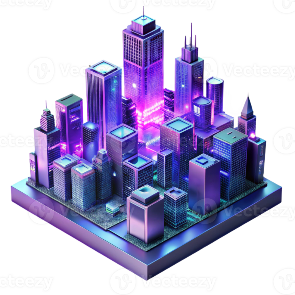magnificent modern A Futuristic City Skyline Made of Glowing authentic png