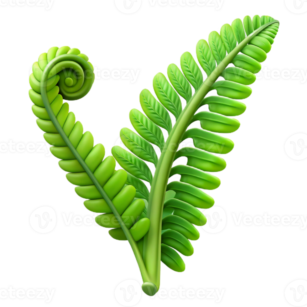 serene rustic A Lush Green Fern Unfurling Soft original png