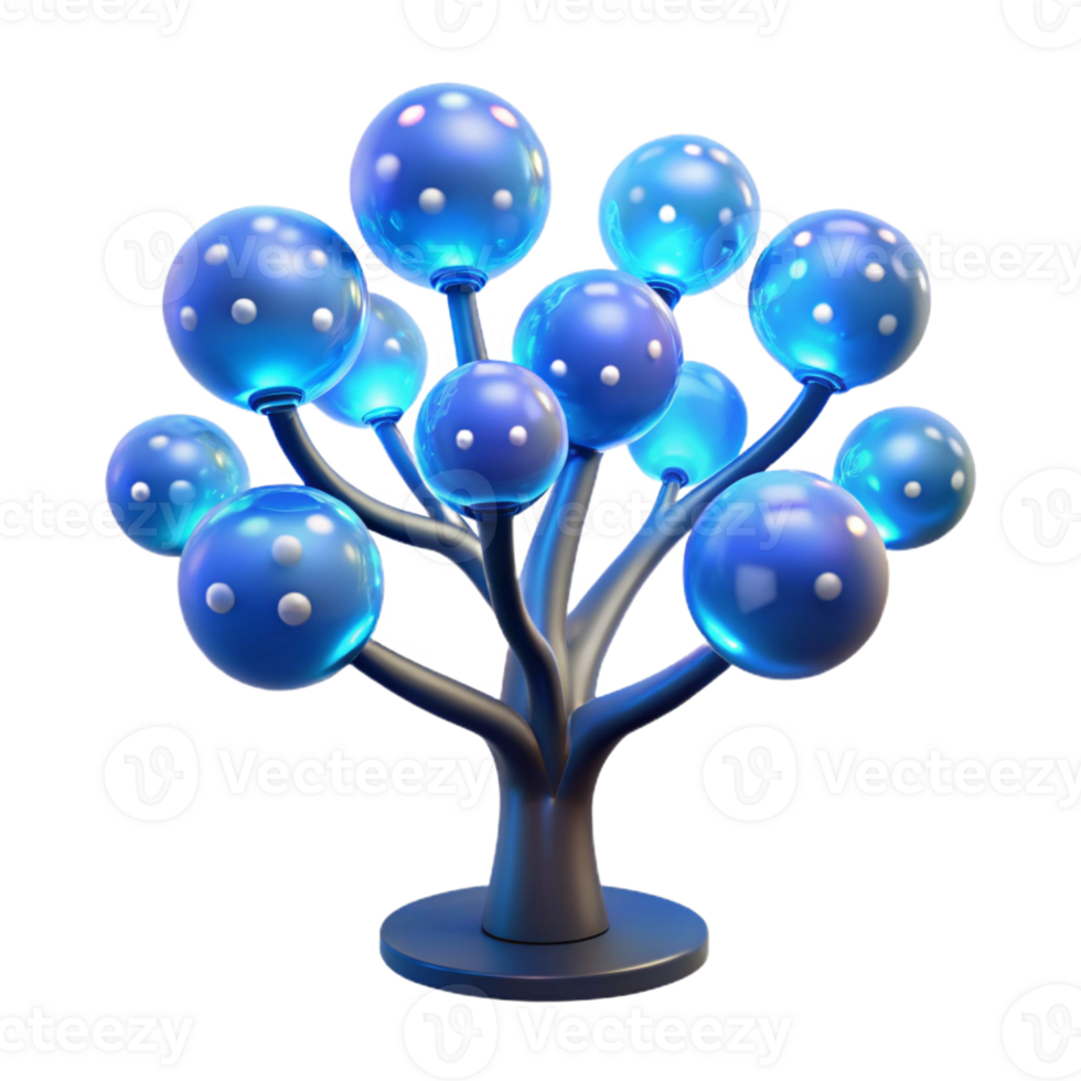 impressive modern A Bioluminescent Tree with Fiber Optic detailed png