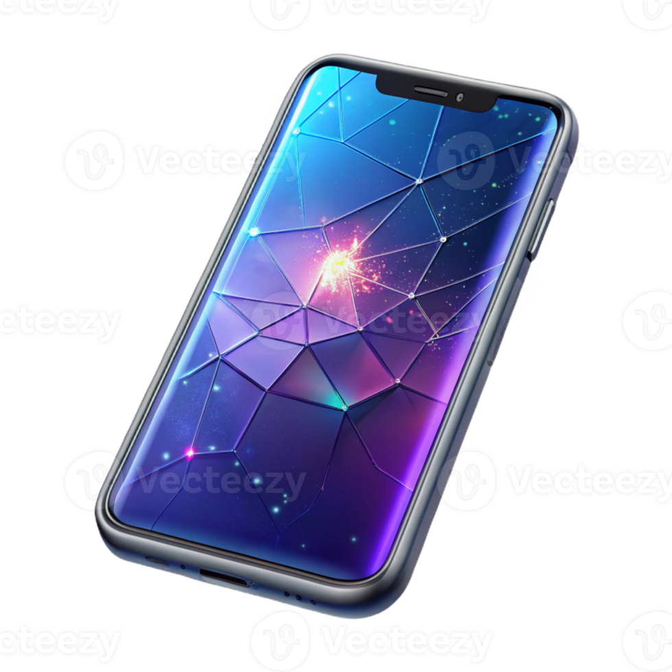beautiful classic A Cracked Smartphone Screen Displaying a genuine png