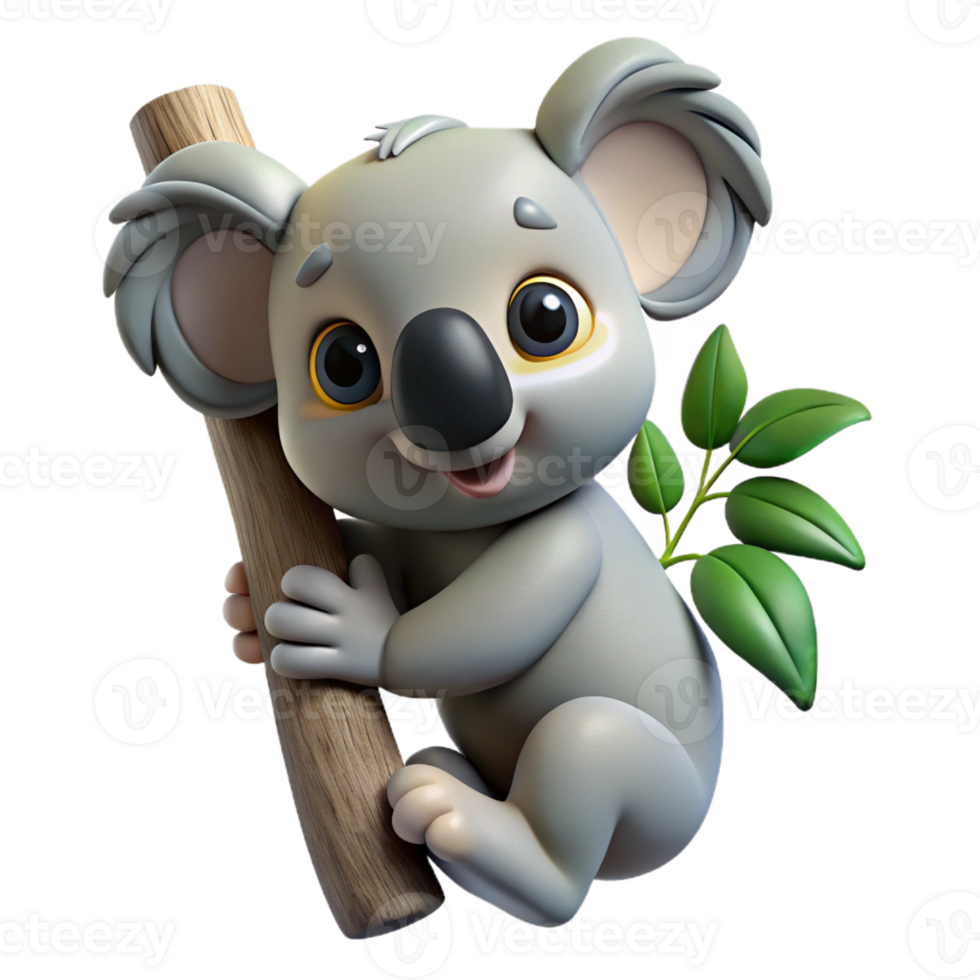 vibrant traditional A Koala Clinging to a Eucalyptus Tree high quality png