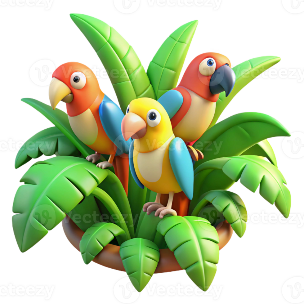 magnificent classic A Vibrant Flock of Parrots Perched on a professional png