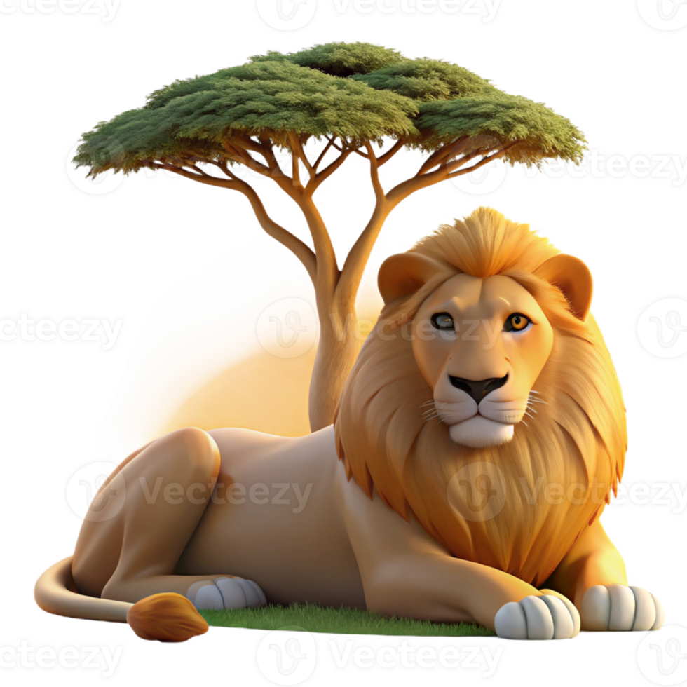 elegant modern A Regal Lion Pride Resting Beneath the premium png