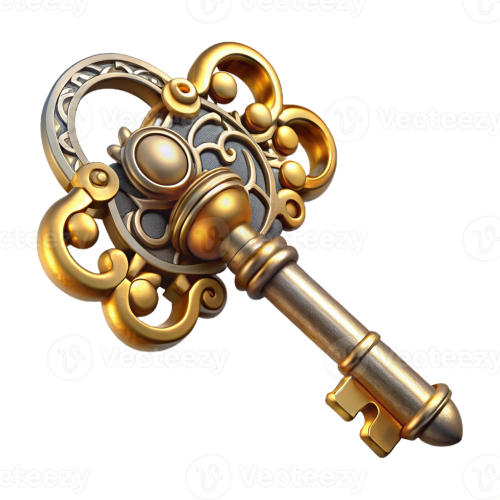 vibrant abstract A Steampunk Key Ornate and Complex Made high resolution png