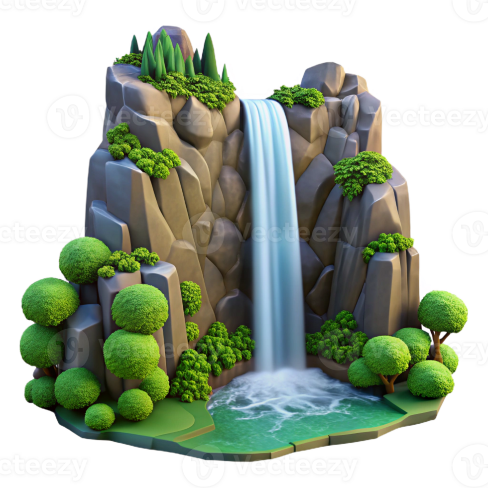 extraordinary artistic A Majestic Waterfall Cascading Down a detailed png