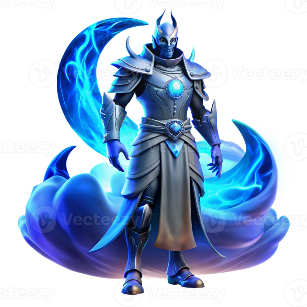 beautiful minimalist A Lone Ethereal Warrior with Glowing Blue professional png