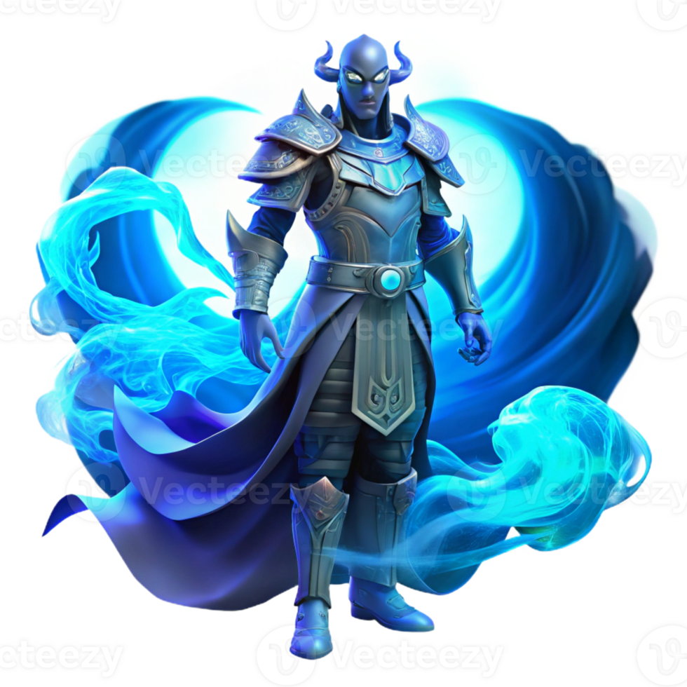 wonderful minimalist A Lone Ethereal Warrior with Glowing Blue original png