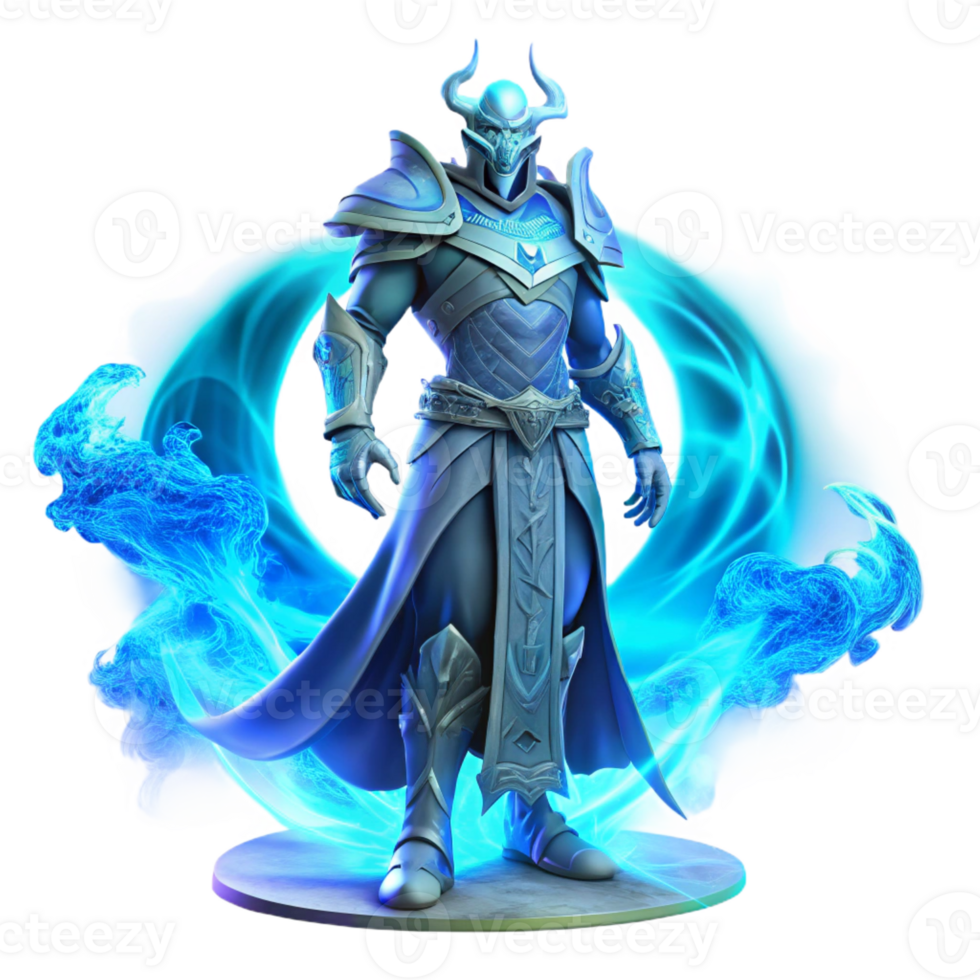 dramatic modern A Lone Ethereal Warrior with Glowing Blue genuine png