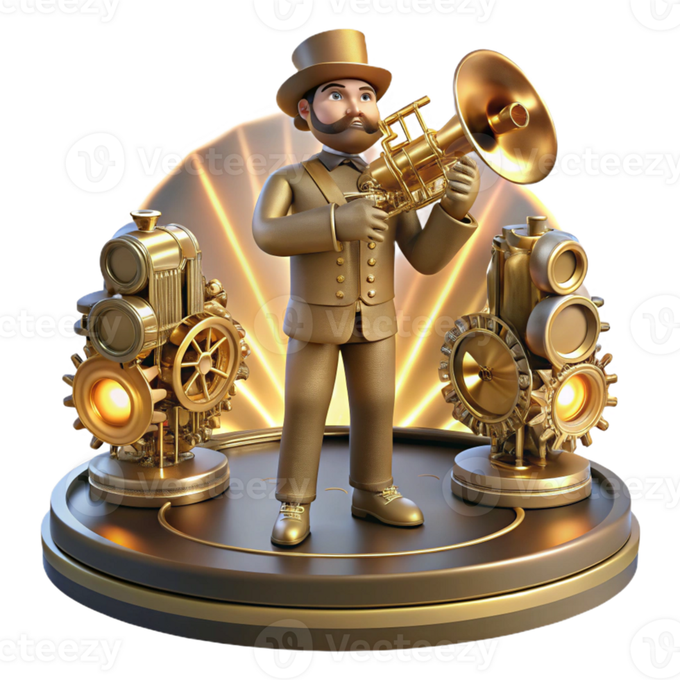 elegant traditional A Steampunk Musician Playing a Brass high resolution png