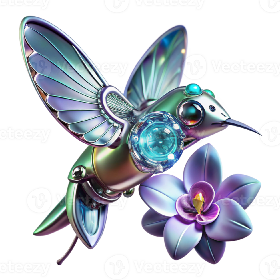extraordinary abstract A Chrome and Glass Robotic Hummingbird exclusive png