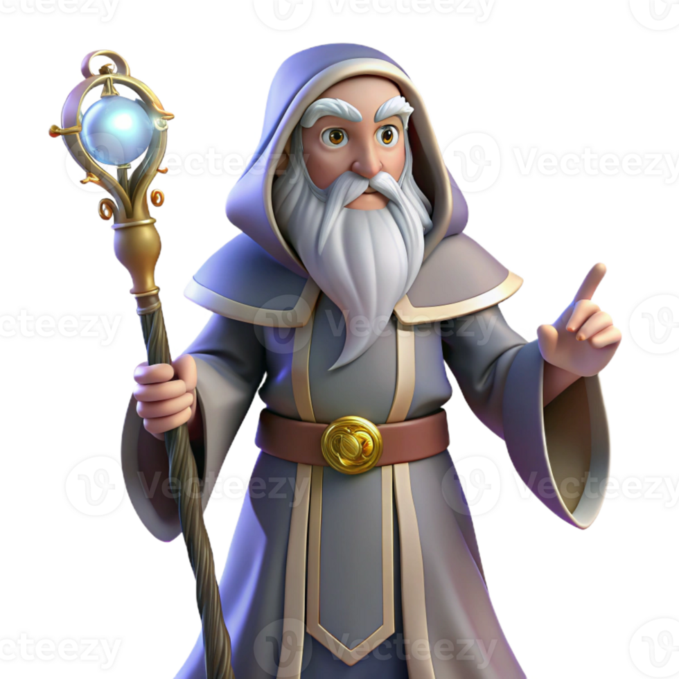 magnificent minimalist A Wise Old Wizard with a Long Flowing professional png