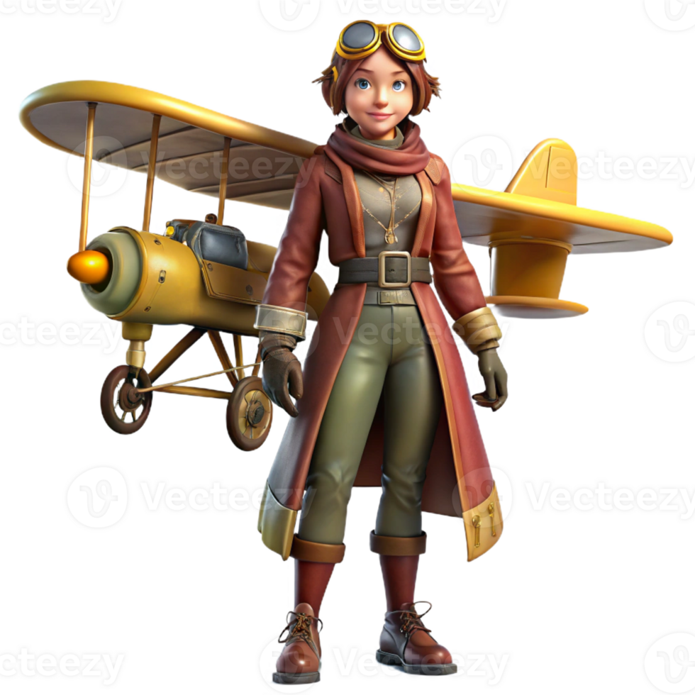 elegant contemporary A Full Body Portrait of a Steampunk Woman high quality png