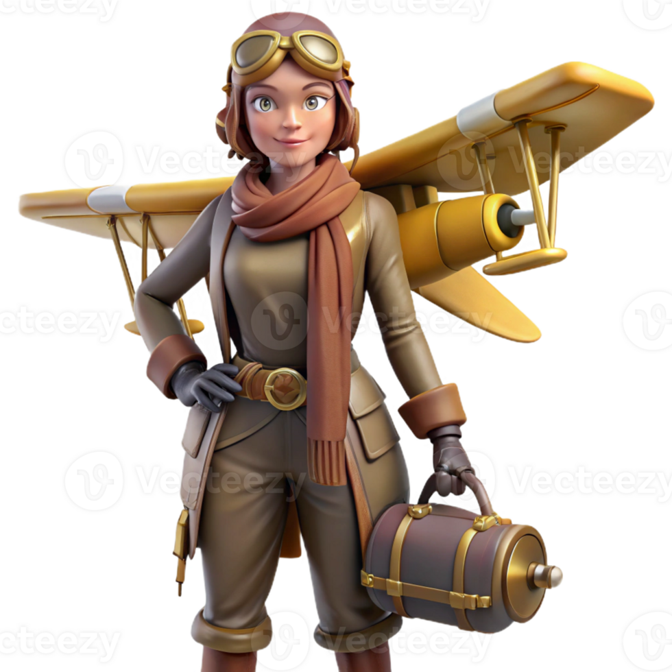 serene creative A Full Body Portrait of a Steampunk Woman high resolution png
