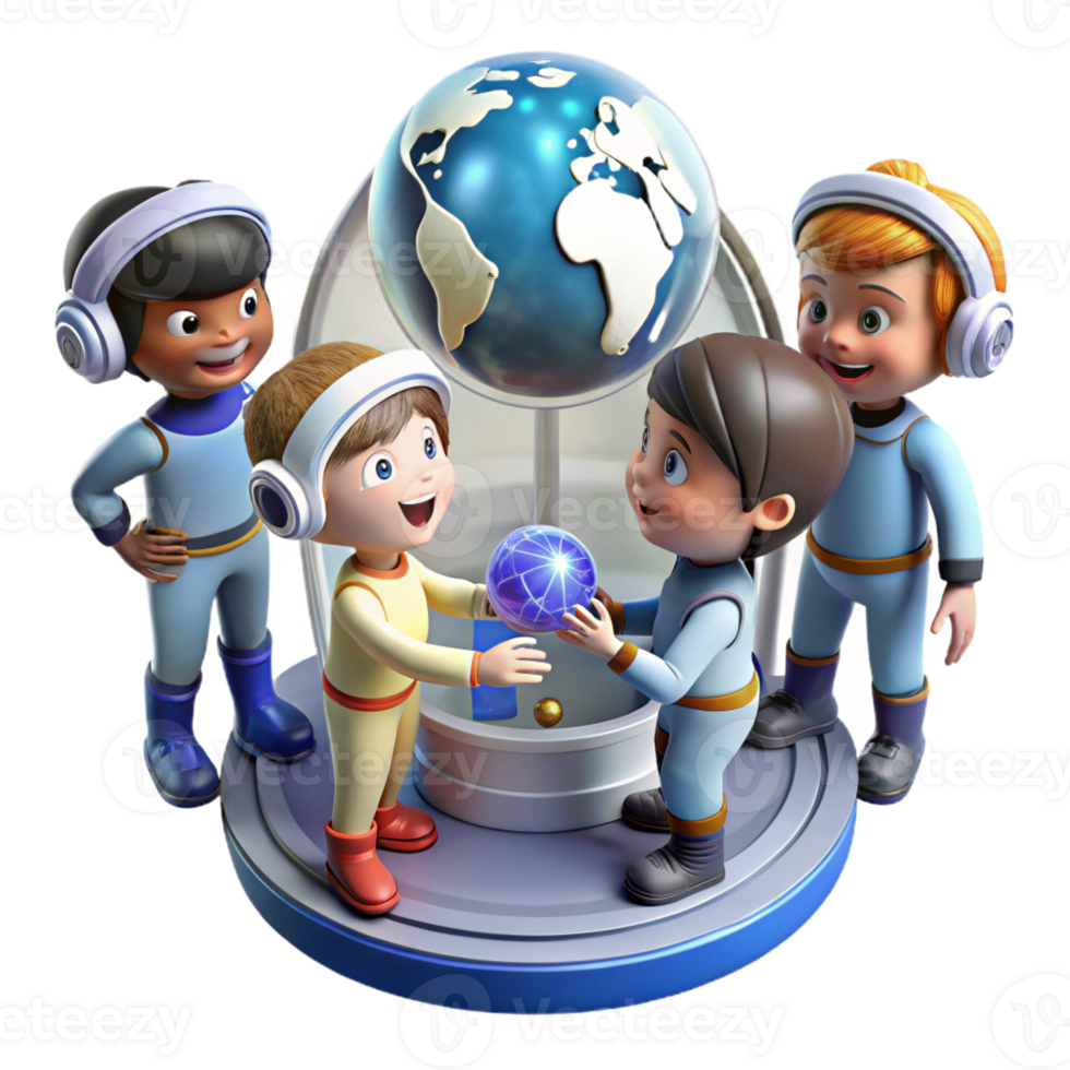 stunning contemporary A Group of Children Wearing Futuristic high resolution png