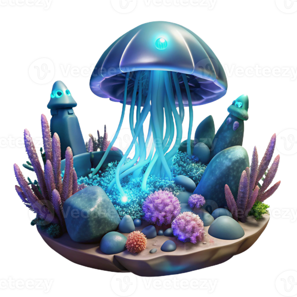 wonderful creative A Giant Bioluminescent Jellyfish Drifts original png