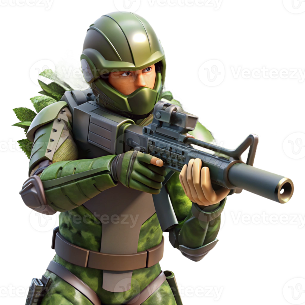 vibrant vintage A Futuristic Soldier Wearing Camouflage exclusive png