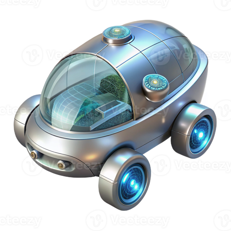 beautiful artistic A Sleek Silver Levitating Vehicle with high resolution png