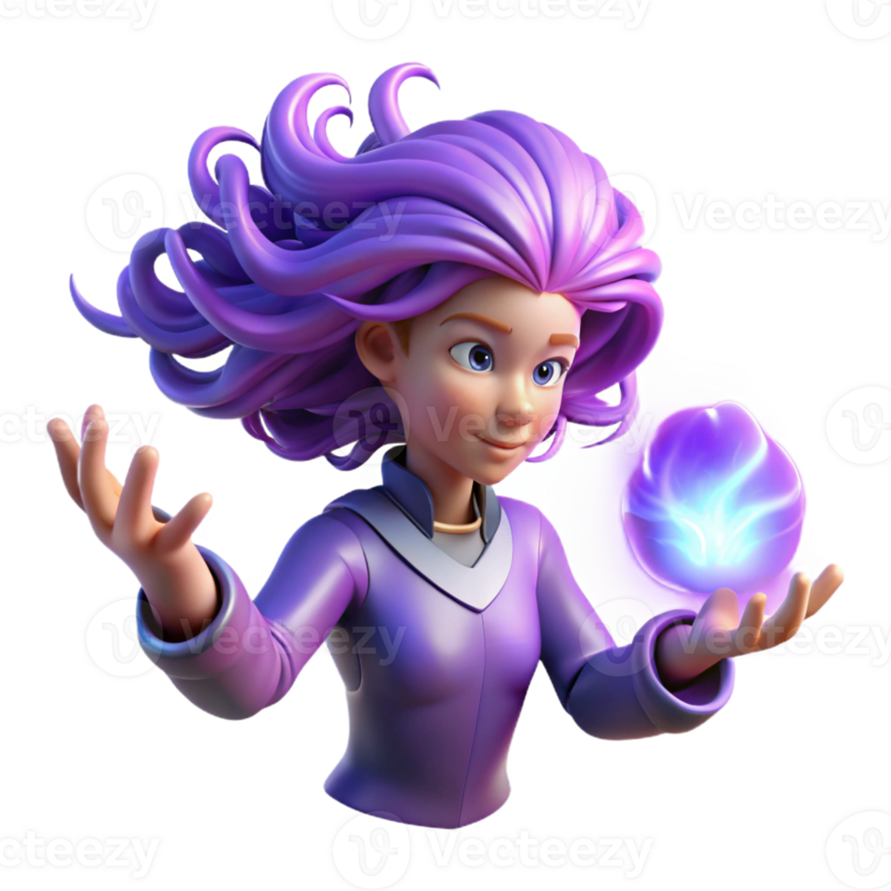 stunning modern A Powerful Psychic with Glowing Purple detailed png