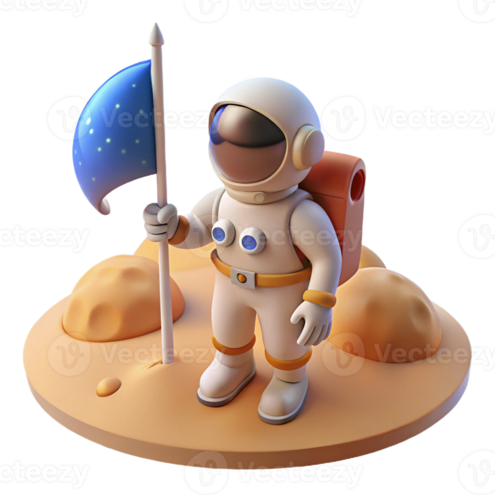 impressive artistic A Lone Astronaut Planting a Flag on a 4K png