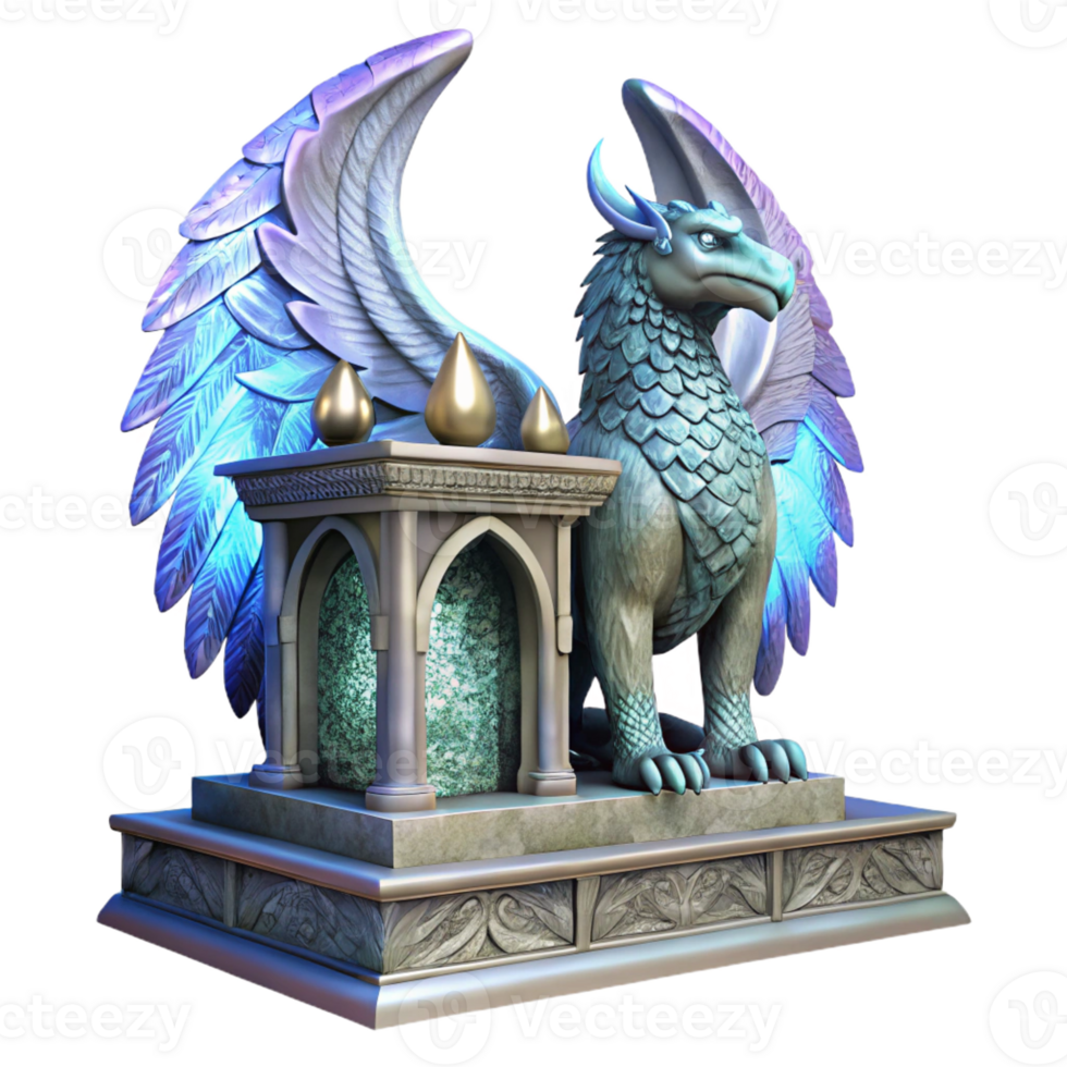 dramatic rustic A Majestic Griffin with Iridescent premium png
