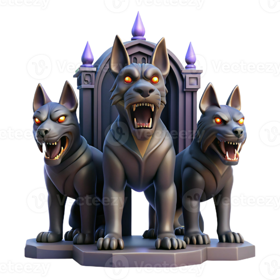 beautiful abstract A Fearsome Cerberus Three Headed Dog authentic png