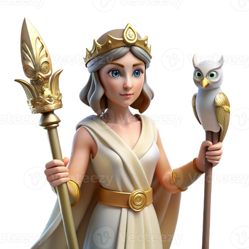 magnificent rustic A Wise Athena Holding an Owl and a Spear exclusive png