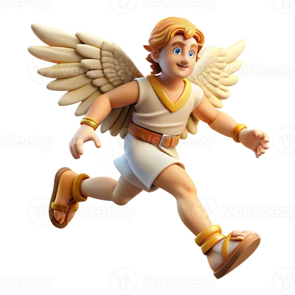 vibrant contemporary A Swift Hermes Wearing Winged Sandals 4K png