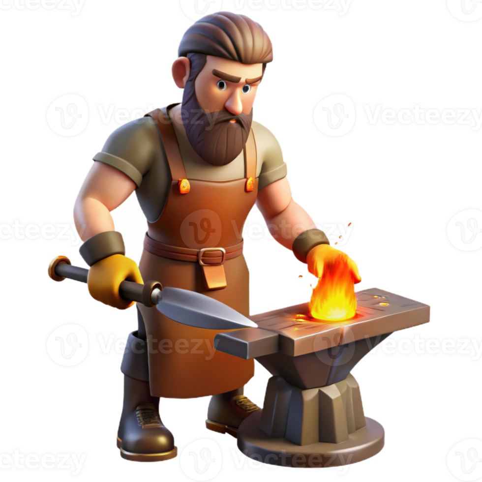dramatic rustic A Creative Hephaestus Forging a Sword in authentic png