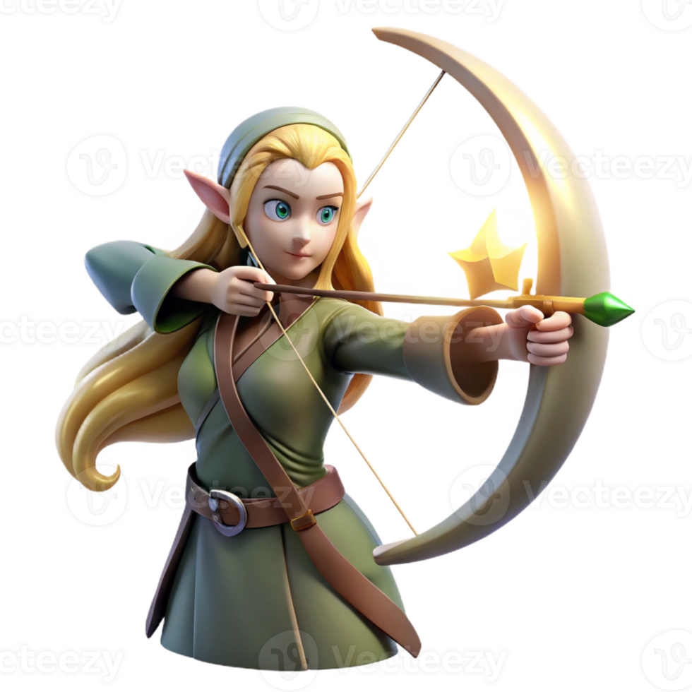 dramatic vintage A Graceful Elf with Long Flowing Hair and original png