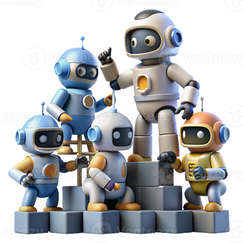 dramatic contemporary A Group of Robots with Diverse Designs and high resolution png
