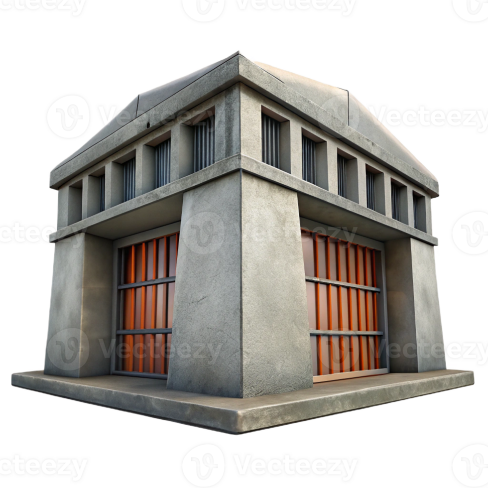 vibrant abstract A Brutalist Concrete Bunker with Small high quality png